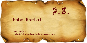 Hahn Bartal névjegykártya